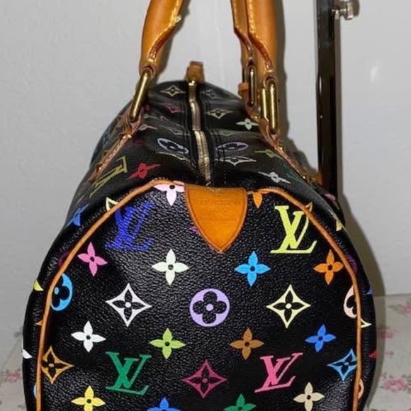 Louis Vuitton black noir multicolor speedy 30 Takashi Murakami 💯 % authentic - Picture 10 of 16